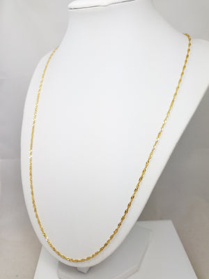 Sparkly 24" 14k Yellow Gold Singapore Link Chain Necklace