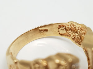 Amazing 10k Yellow Gold Natural Diamond Nugget Horseshoe Ring