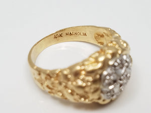 Bold 10k Men's Nugget Diamond Ring