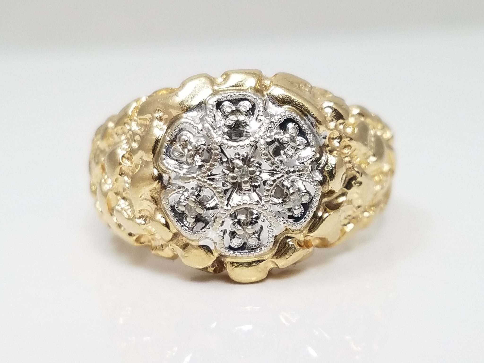 Bold 10k Men's Nugget Diamond Ring