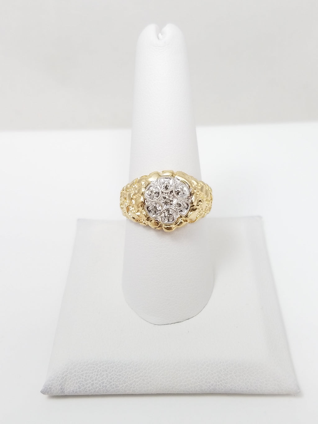 Bold 10k Men's Nugget Diamond Ring