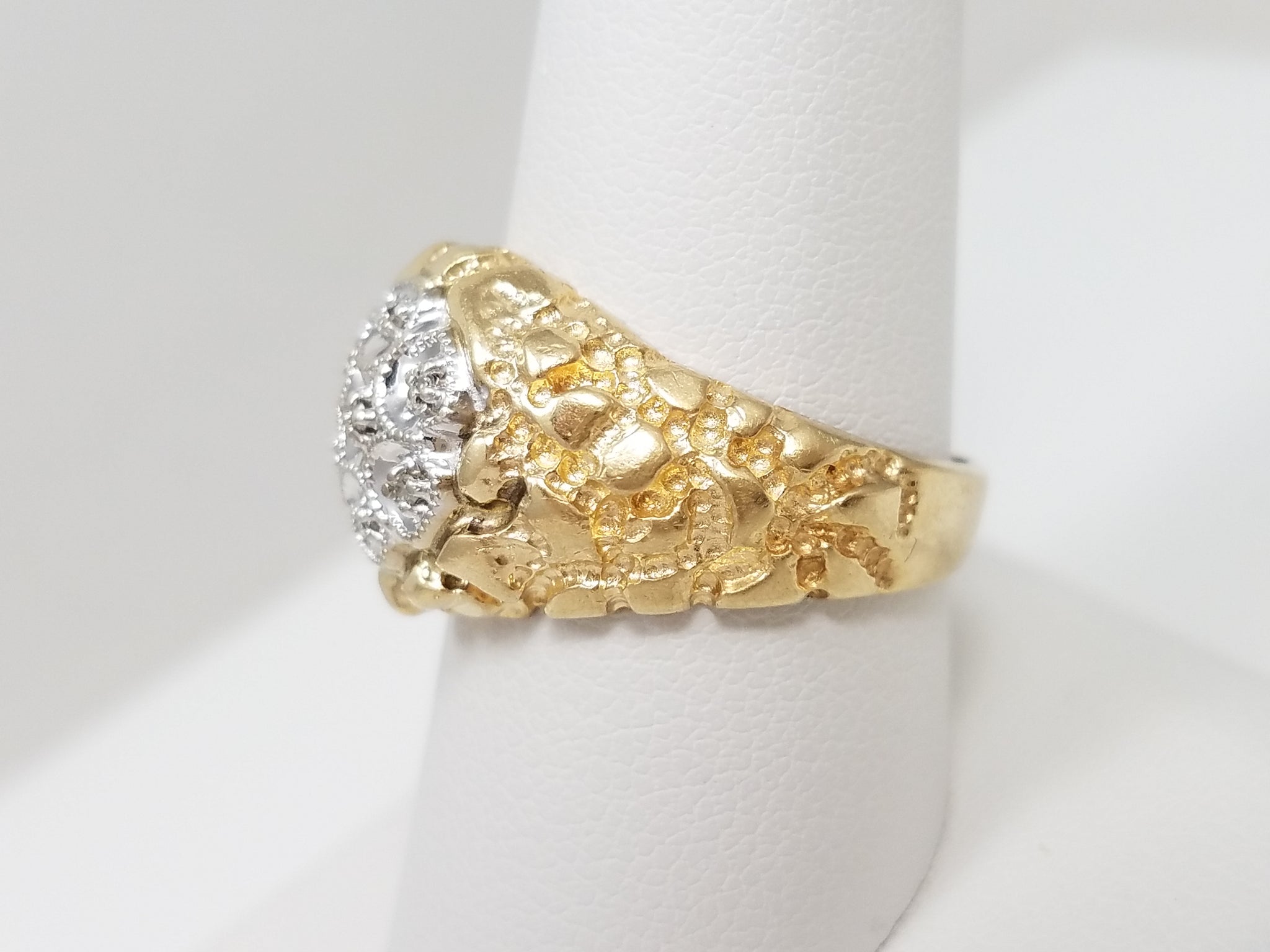 Bold 10k Men's Nugget Diamond Ring