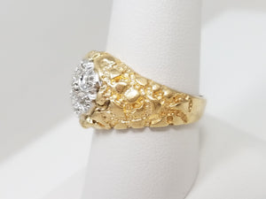 Bold 10k Men's Nugget Diamond Ring