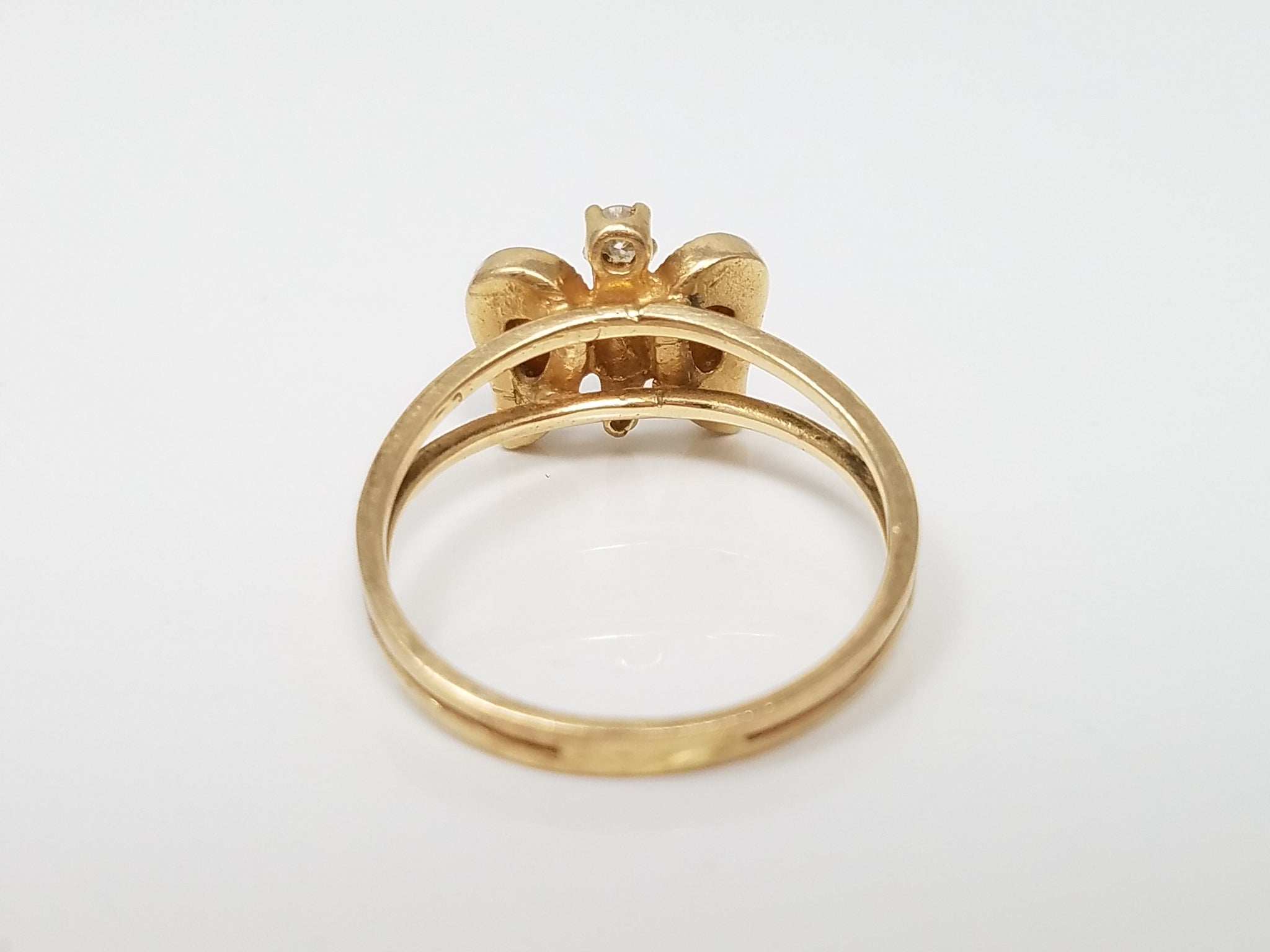 Cute 14k Yellow Gold Tiger Eye Diamond Butterfly Ring