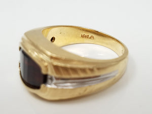 Dapper Men's 10k Two Tone Gold Natural Garnet Ring