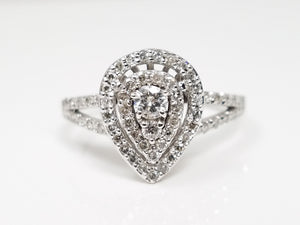 Elegant 10k White Gold Natural Diamond Engagement Ring