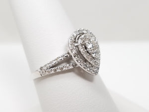 Elegant 10k White Gold Natural Diamond Engagement Ring