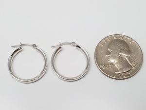 Classic 14k White Gold Hollow Hoop Earrings