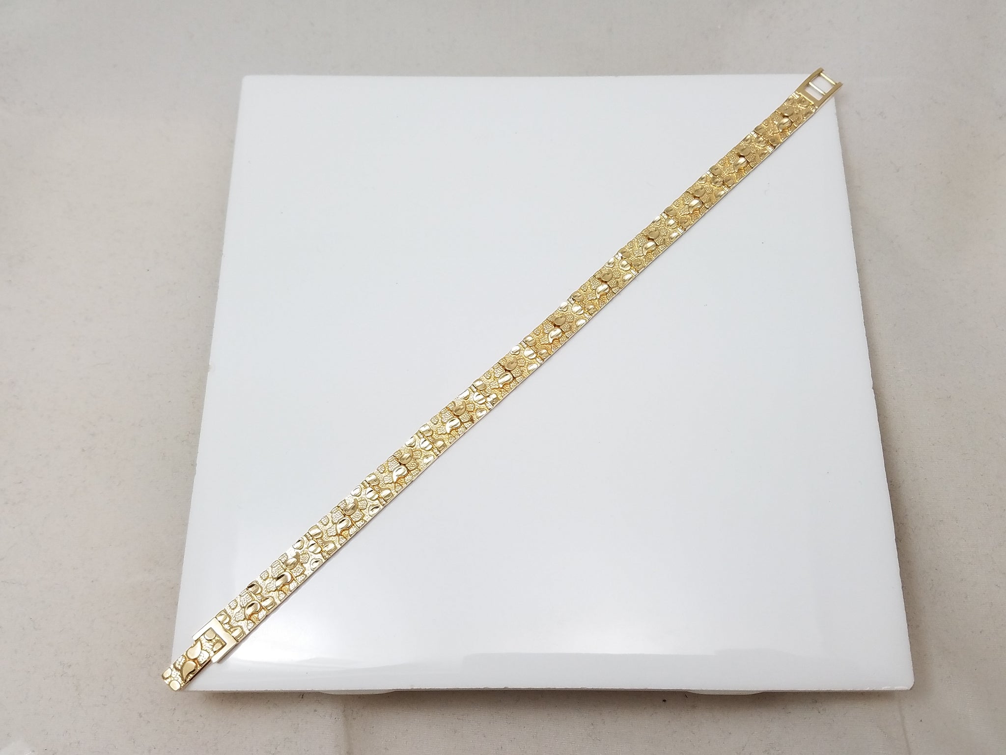 Rugged 8" 10k Yellow Gold Nugget Bracelet