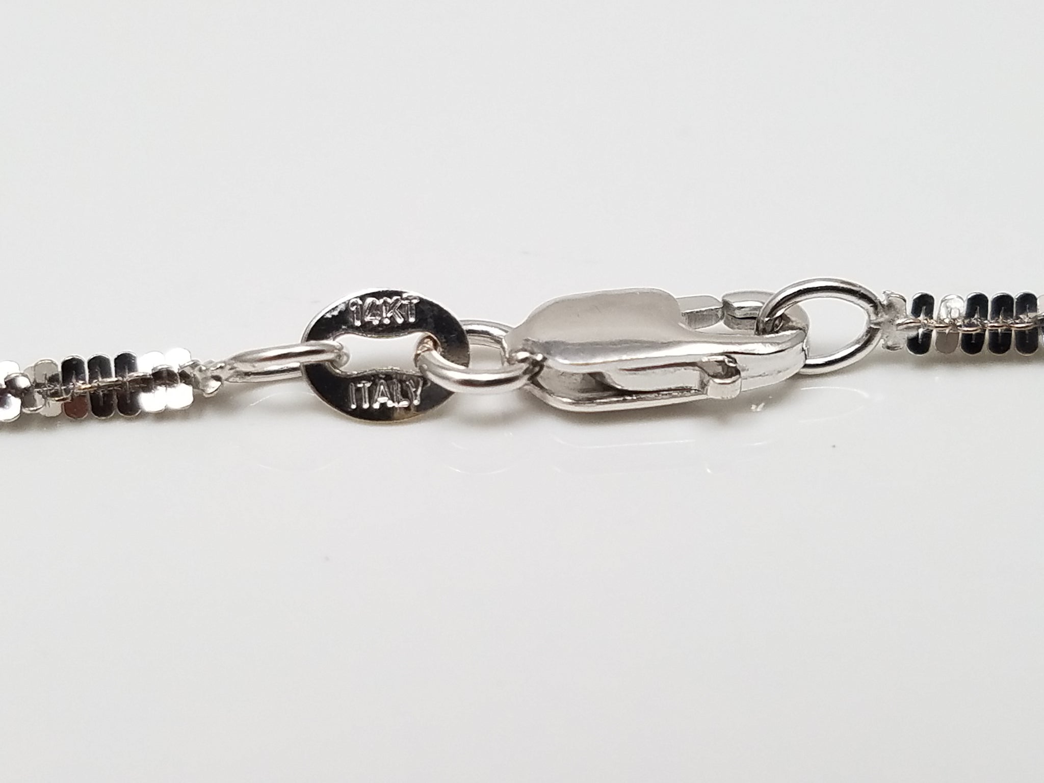 Flashy 18" 14k White Gold Fancy Sparkle Link Chain Necklace