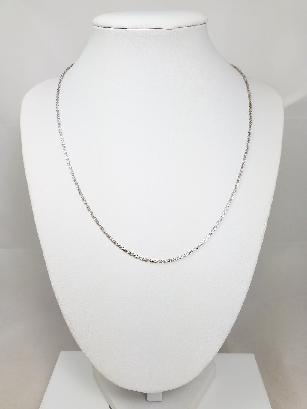 Flashy 18" 14k White Gold Fancy Sparkle Link Chain Necklace