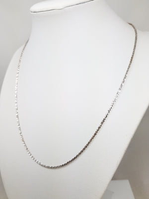 Flashy 18" 14k White Gold Fancy Sparkle Link Chain Necklace