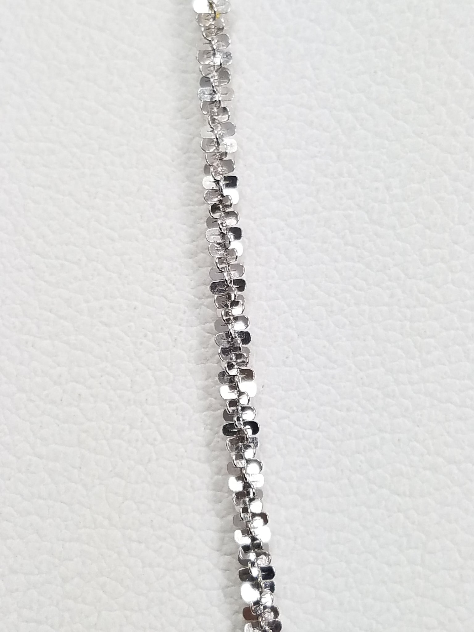 Flashy 18" 14k White Gold Fancy Sparkle Link Chain Necklace