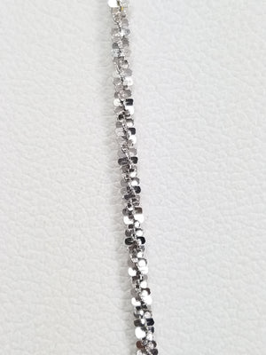 Flashy 18" 14k White Gold Fancy Sparkle Link Chain Necklace