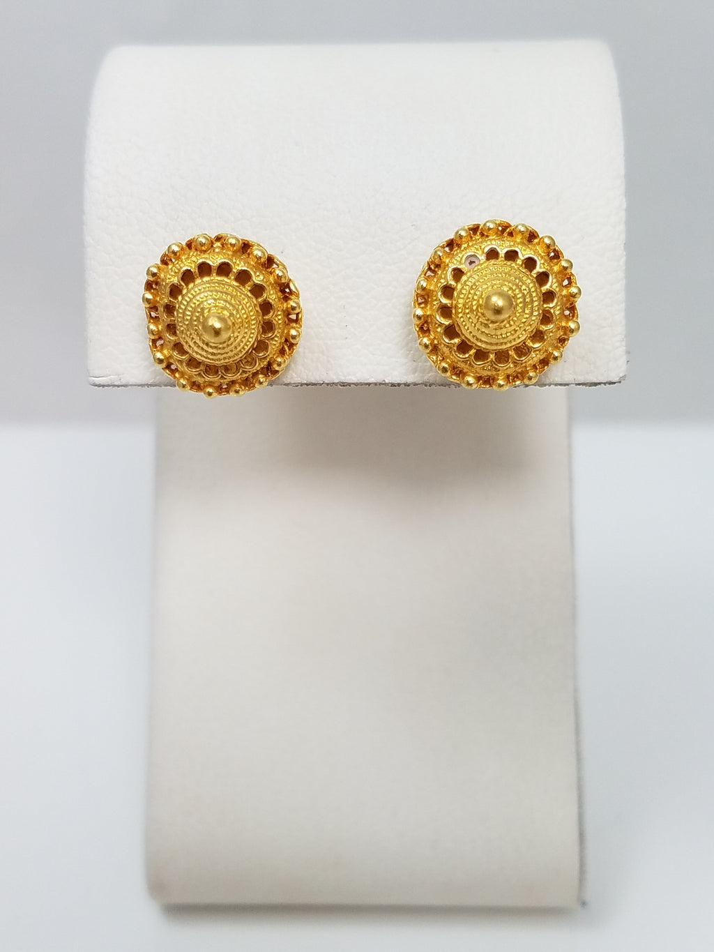 Outstanding 24k Yellow Gold Circular Earrings