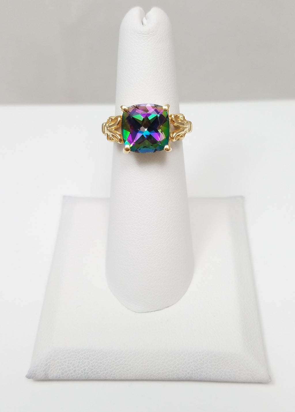 Mysterious 14k Yellow Gold Natural Mystic Topaz Ring