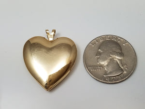 Precious 14k Yellow Gold Etched Heart Locket Pendant