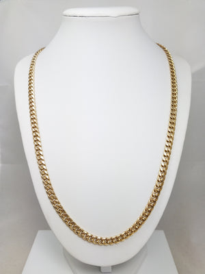 Sporty 22.5" 10k Yellow Gold Hollow Curb Link Chain Necklace