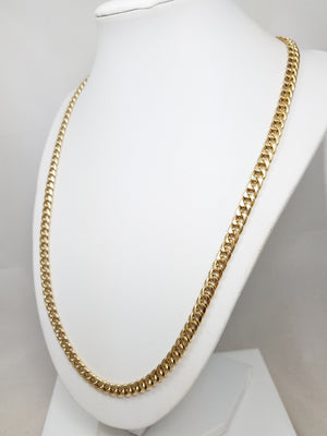 Sporty 22.5" 10k Yellow Gold Hollow Curb Link Chain Necklace