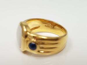 Attractive 18k Yellow Gold Natural Australian Opal Sapphire Ring