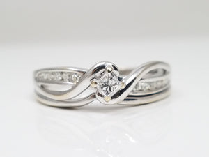 10k White Gold Natural Diamond Engagement Ring