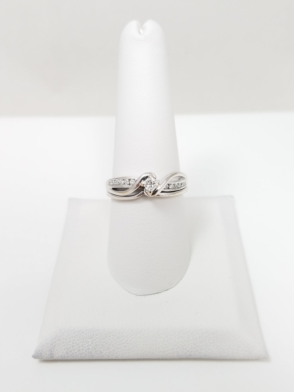 10k White Gold Natural Diamond Engagement Ring