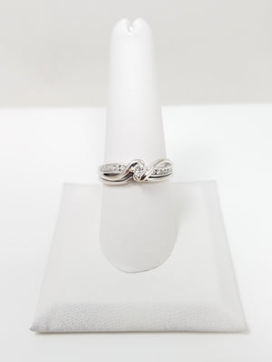 10k White Gold Natural Diamond Engagement Ring