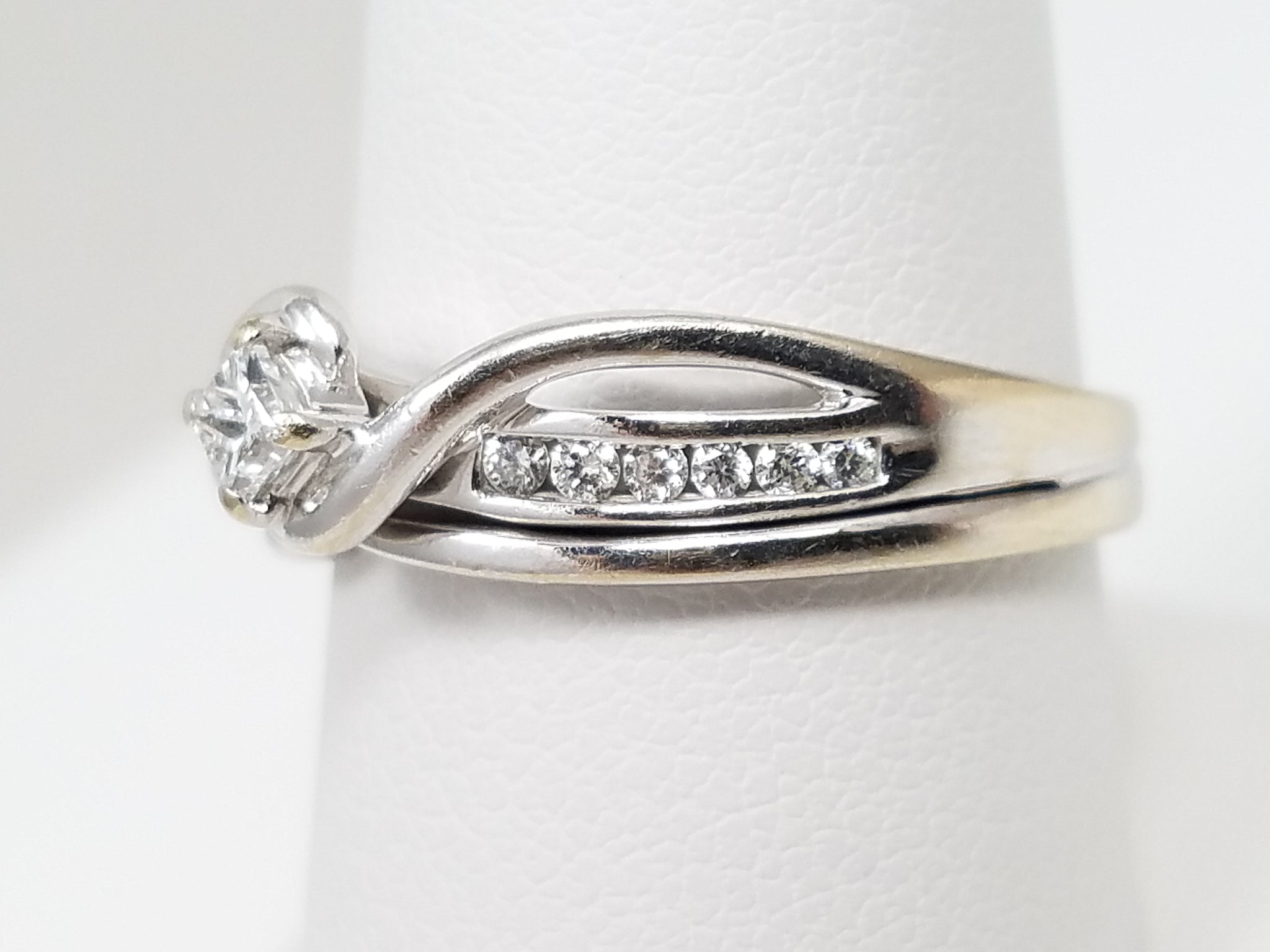 10k White Gold Natural Diamond Engagement Ring