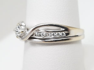 10k White Gold Natural Diamond Engagement Ring