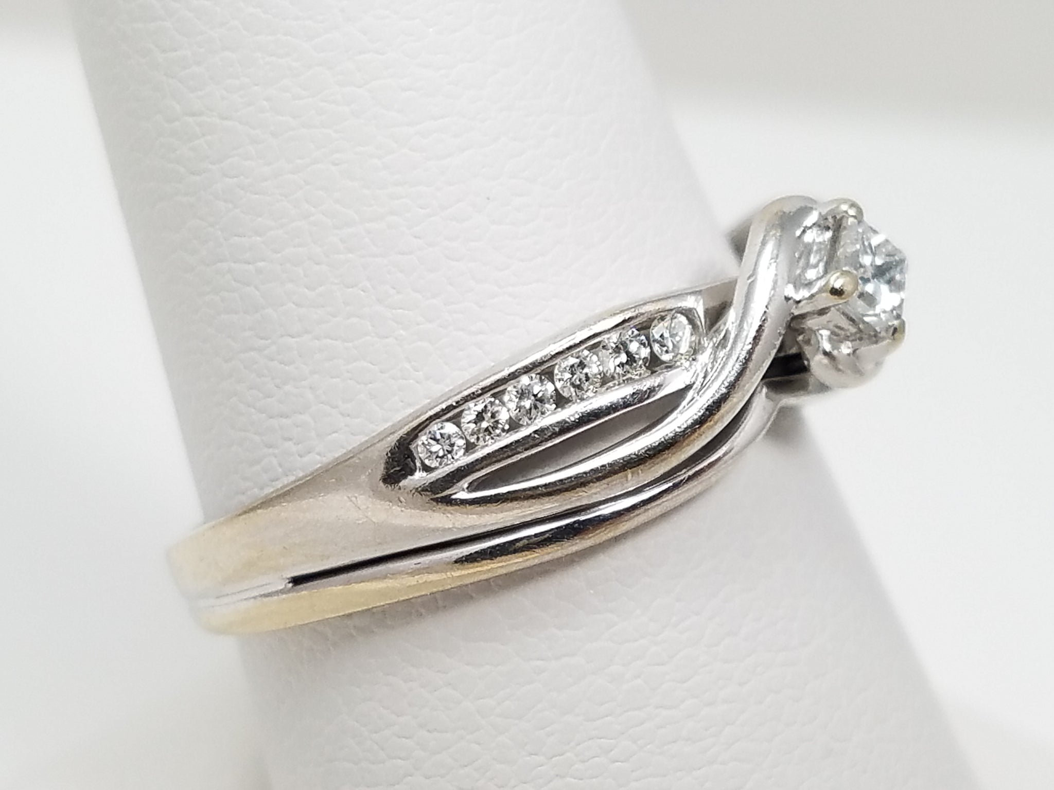 10k White Gold Natural Diamond Engagement Ring