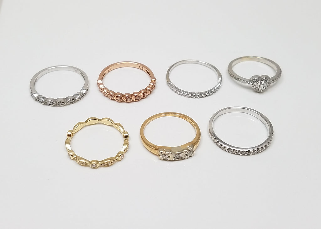 Lot of 10k/14k Gold Natural Diamond Stacking Rings