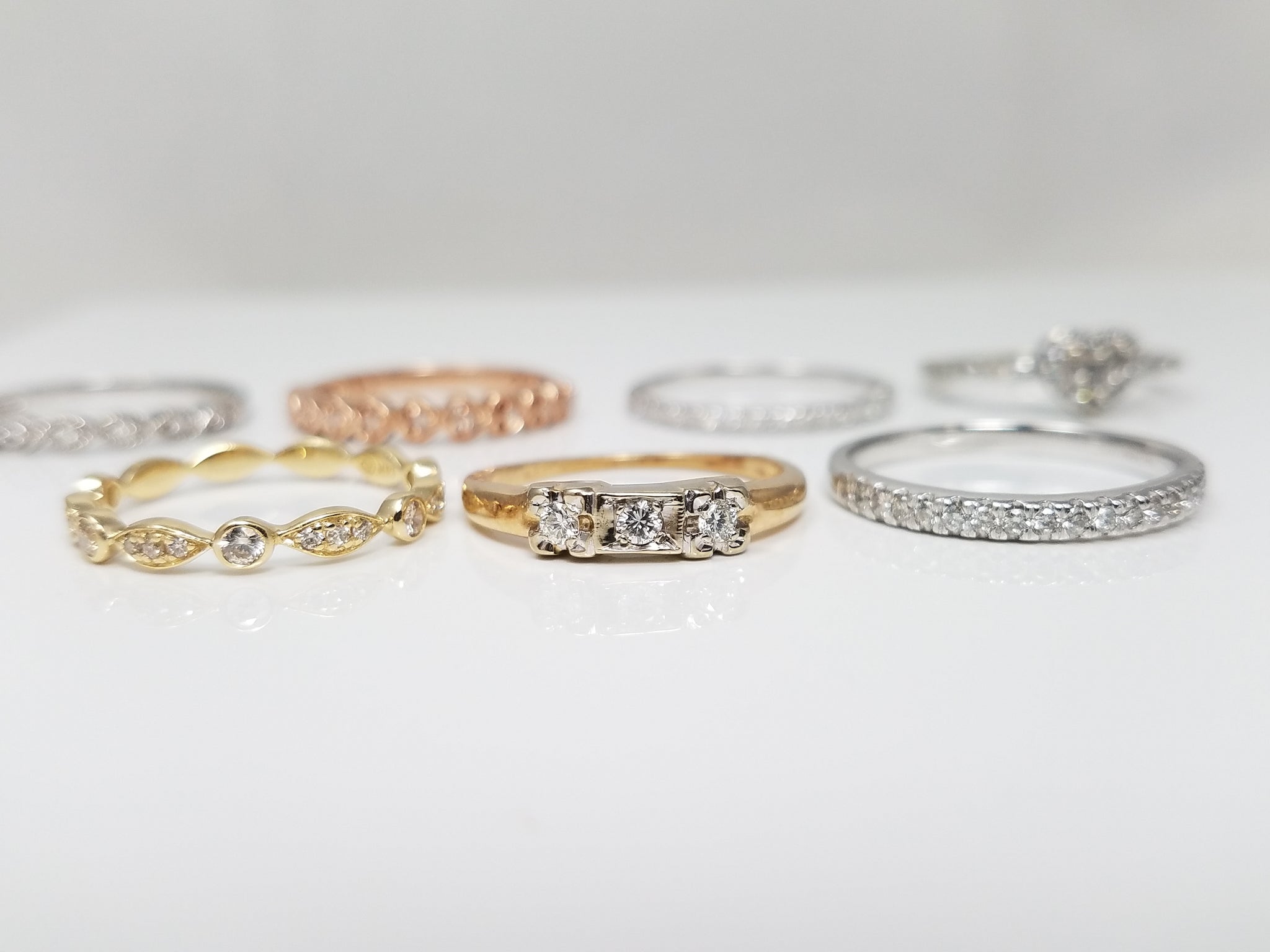 Lot of 10k/14k Gold Natural Diamond Stacking Rings