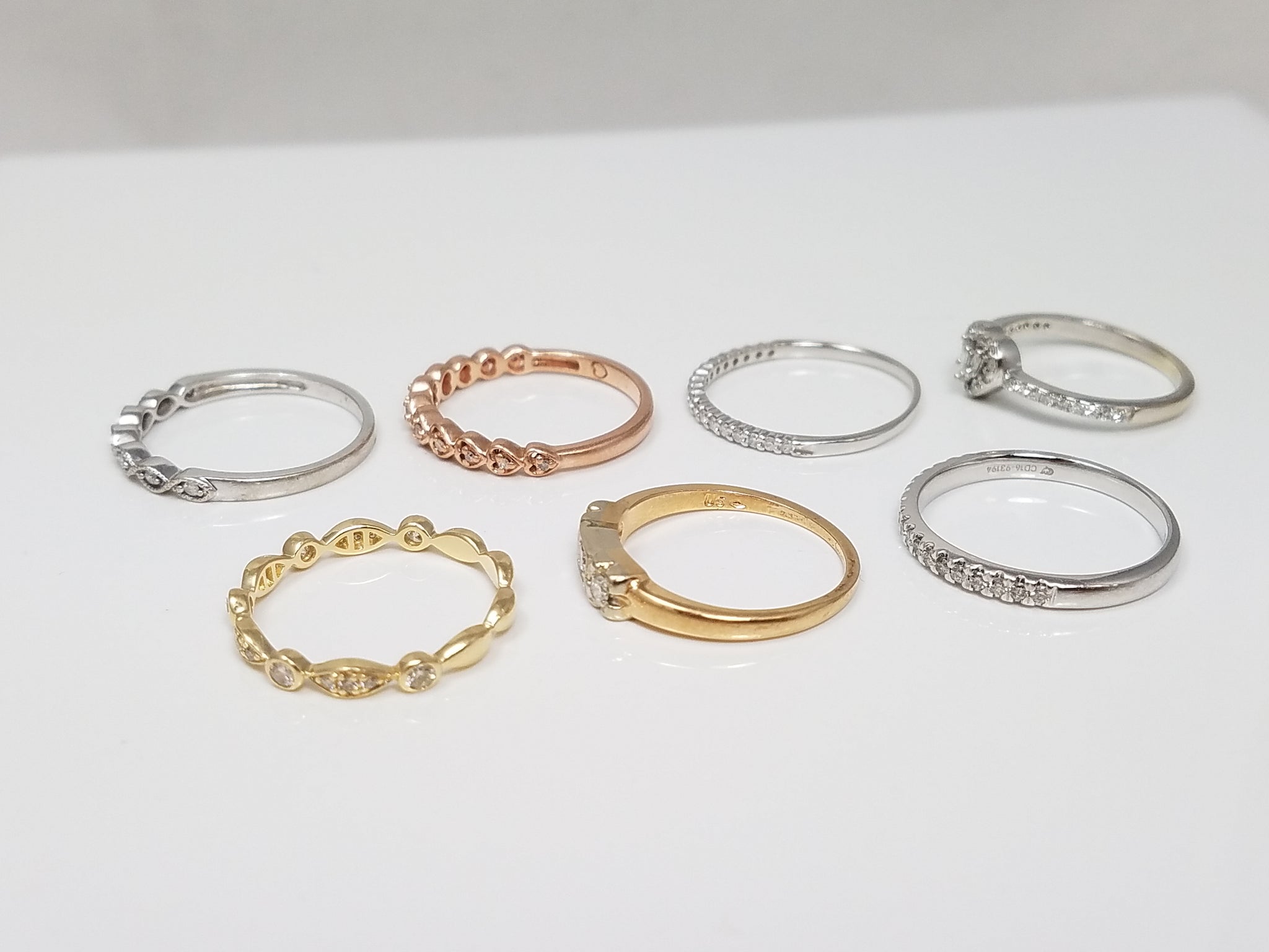 Lot of 10k/14k Gold Natural Diamond Stacking Rings
