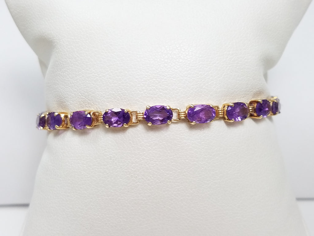 Classic 6.25" 10k Yellow Gold Natural Amethyst Tennis Bracelet