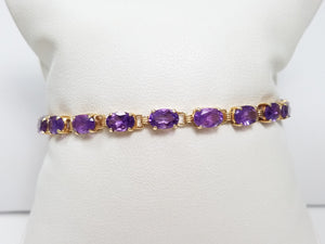 Classic 6.25" 10k Yellow Gold Natural Amethyst Tennis Bracelet