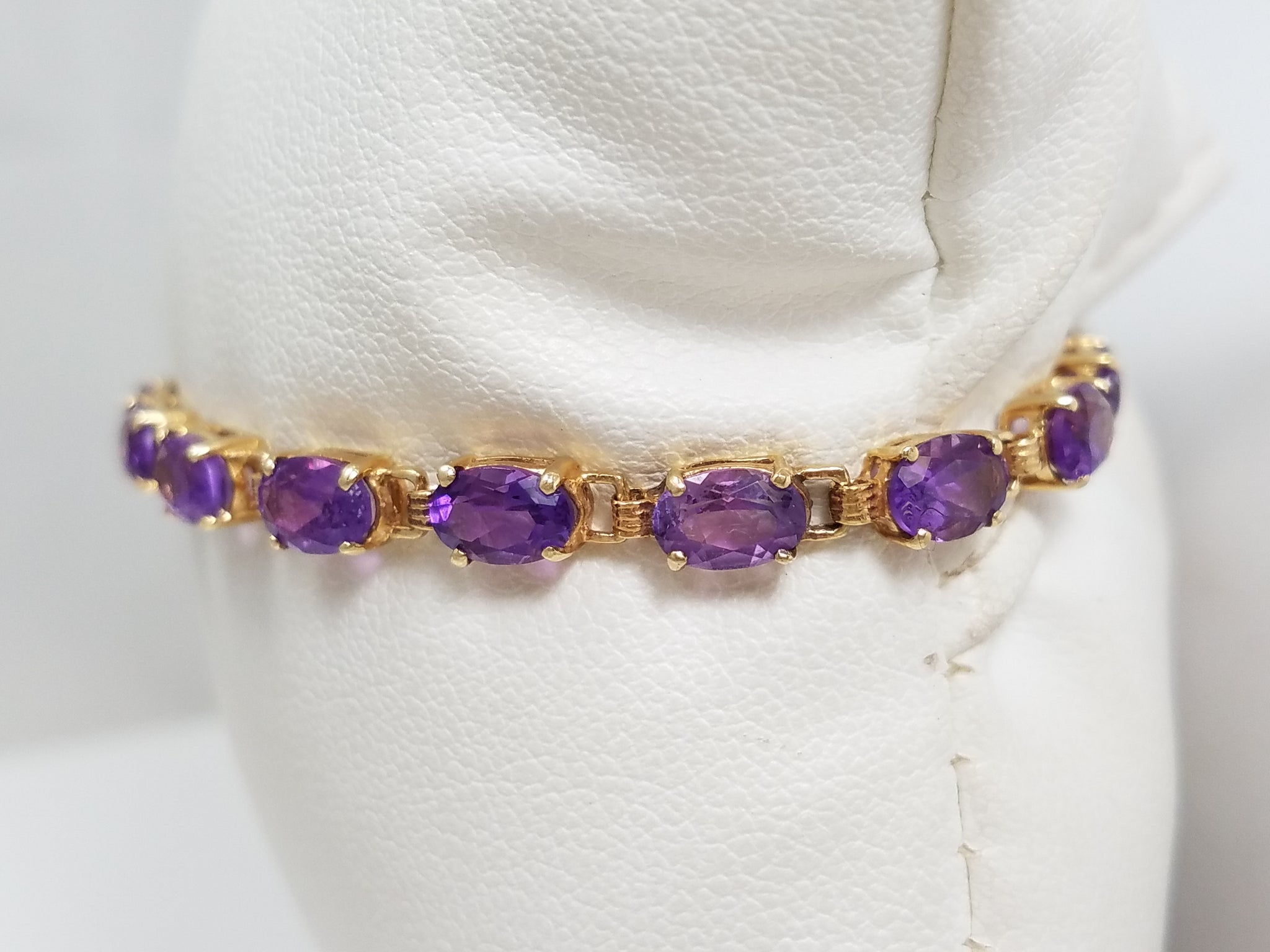 Classic 6.25" 10k Yellow Gold Natural Amethyst Tennis Bracelet