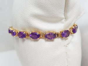 Classic 6.25" 10k Yellow Gold Natural Amethyst Tennis Bracelet