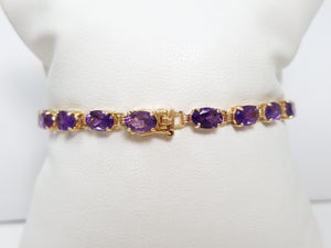 Classic 6.25" 10k Yellow Gold Natural Amethyst Tennis Bracelet