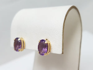 14k Yellow Gold 2ctw Natural Amethyst Stud Earrings