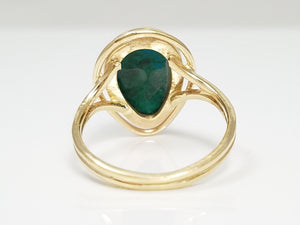 Vintage Natural Green Gemstone 14k Yellow Gold Ring