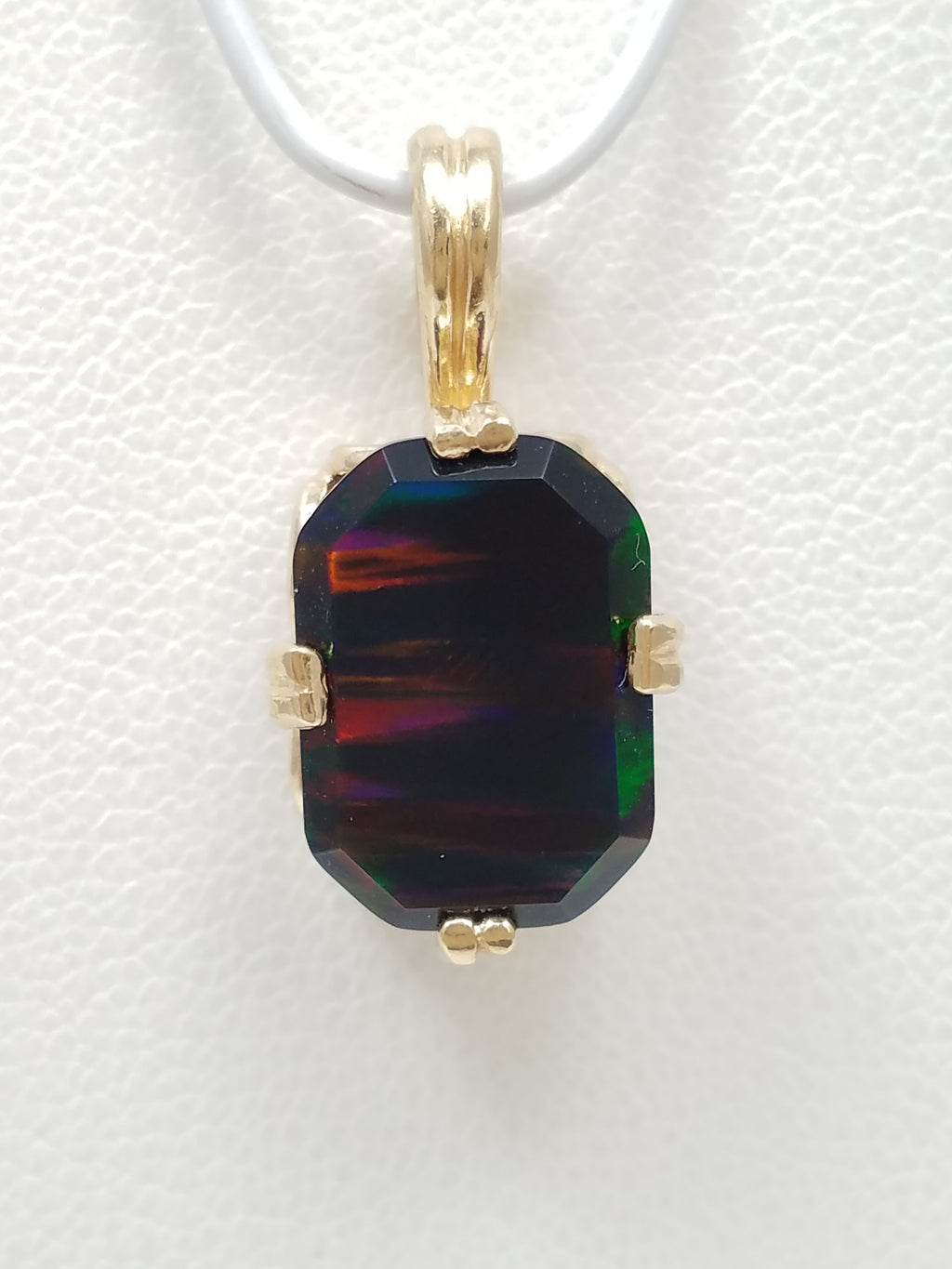 Bold Lab Black Opal 14k Yellow Gold Pendant
