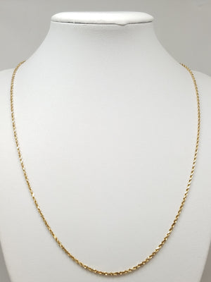 Classic 20" Solid 14k Yellow Gold Rope Chain Necklace