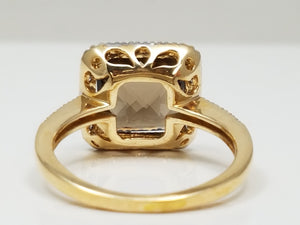 Gorgeous 14k Yellow Gold Natural Smoky Quartz Diamond Ring