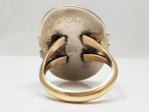 Extravagant Vintage 14k Yellow Gold Sterling Silver Natural Turquoise Ring