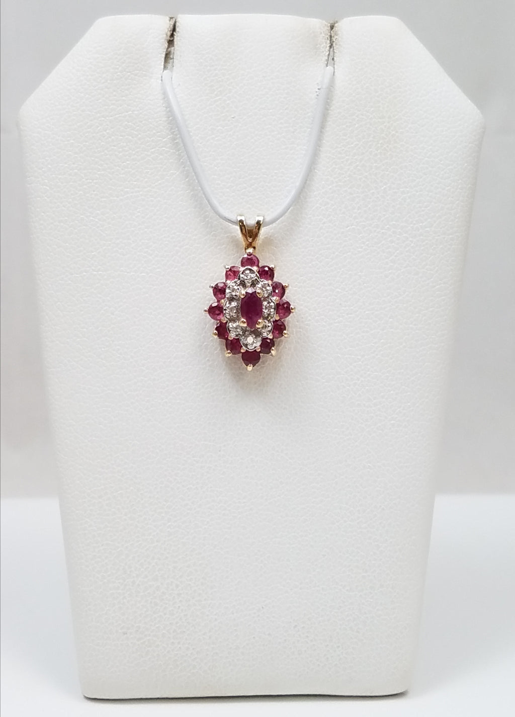 Dainty 10k Yellow Gold Natural Ruby Diamond Pendant