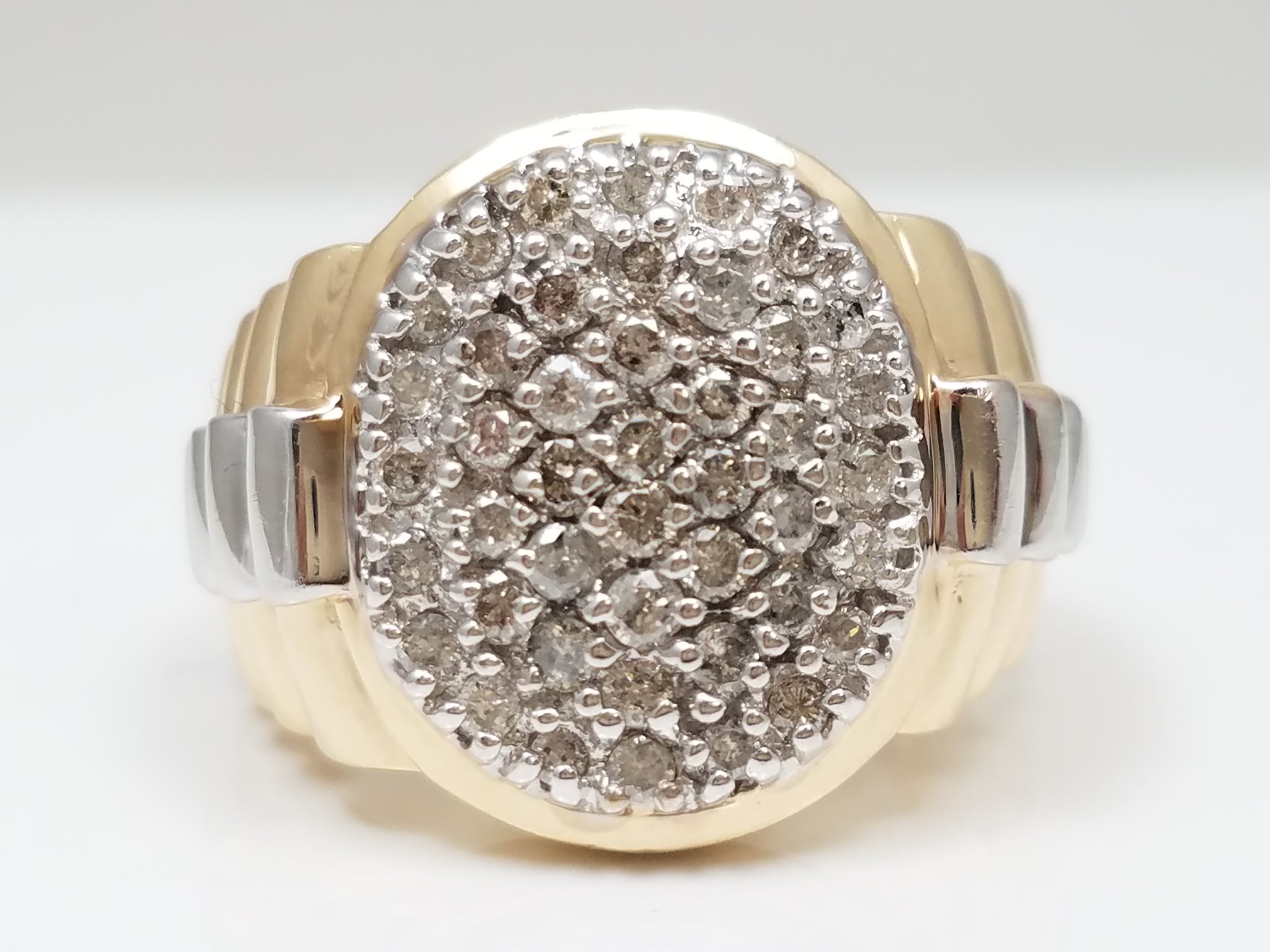 Dapper Men's 10k Two Tone Gold Natural Diamond Cluster Ring
