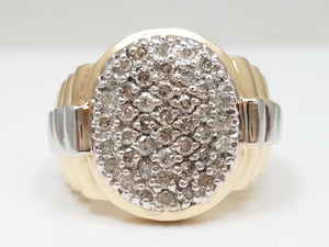 Dapper Men's 10k Two Tone Gold Natural Diamond Cluster Ring