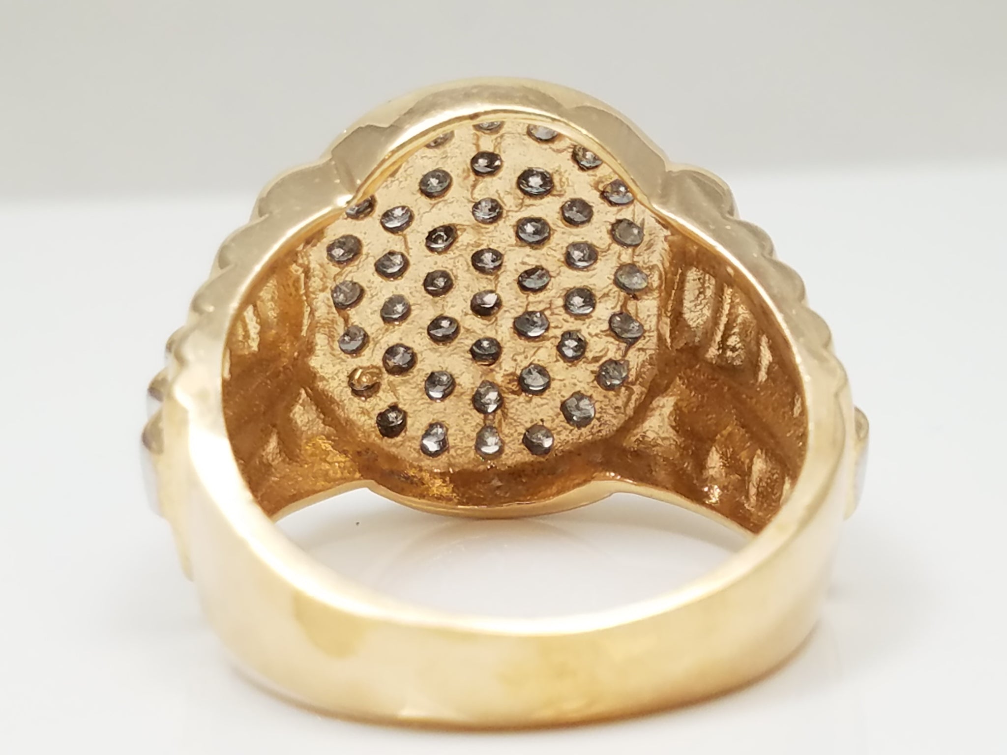 Dapper Men's 10k Two Tone Gold Natural Diamond Cluster Ring