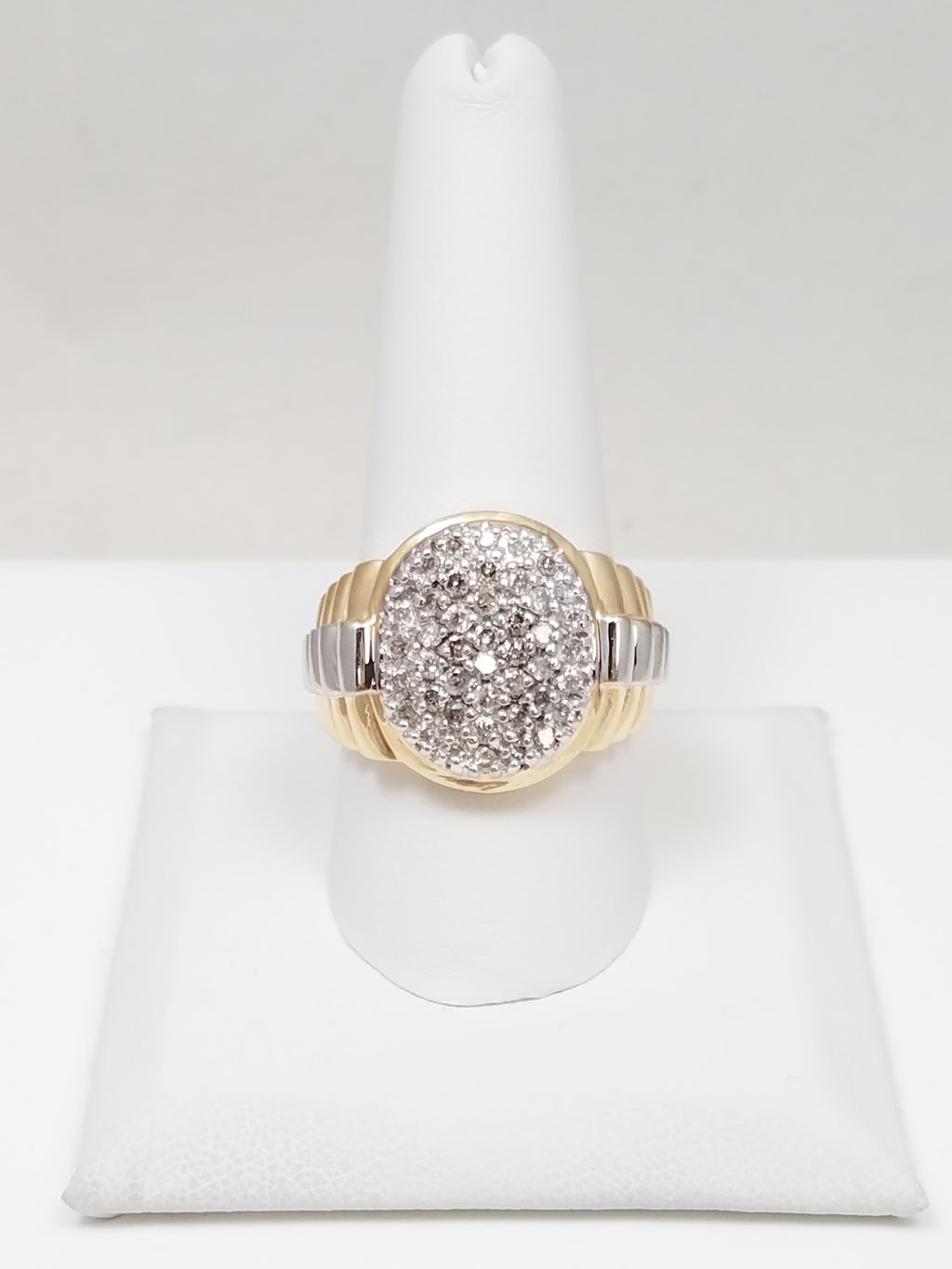 Dapper Men's 10k Two Tone Gold Natural Diamond Cluster Ring
