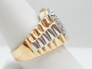 Dapper Men's 10k Two Tone Gold Natural Diamond Cluster Ring